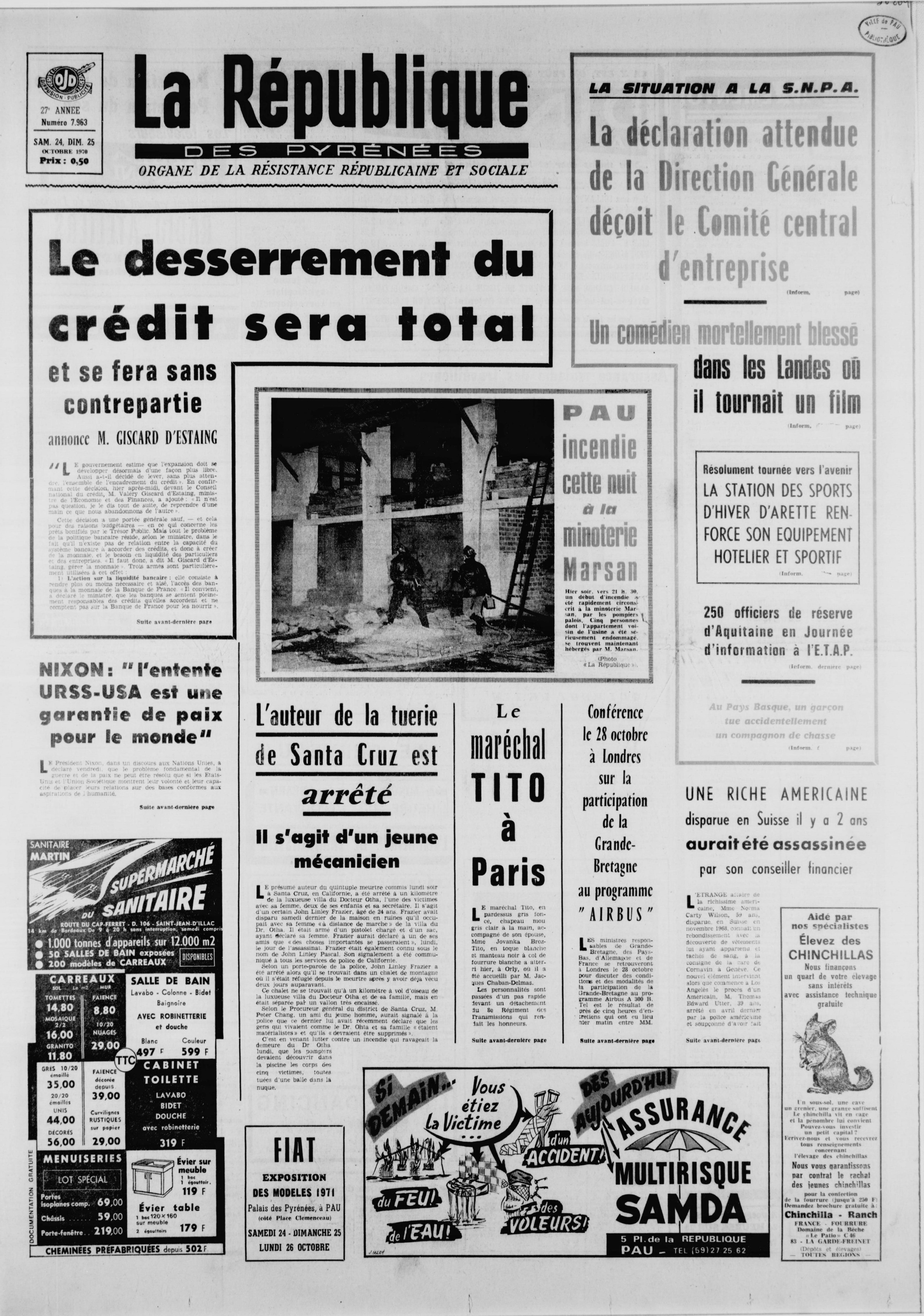 incendie marsan journal 1970